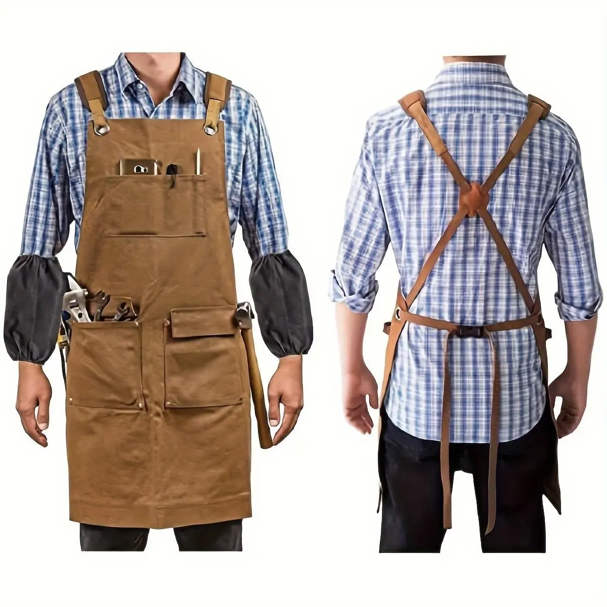 Unisex Heavy-Duty Soft Leather Welding Apron, Fire Resistant Protective Gear, Durable Washed Industrial Utility Knife, Safety Equipment