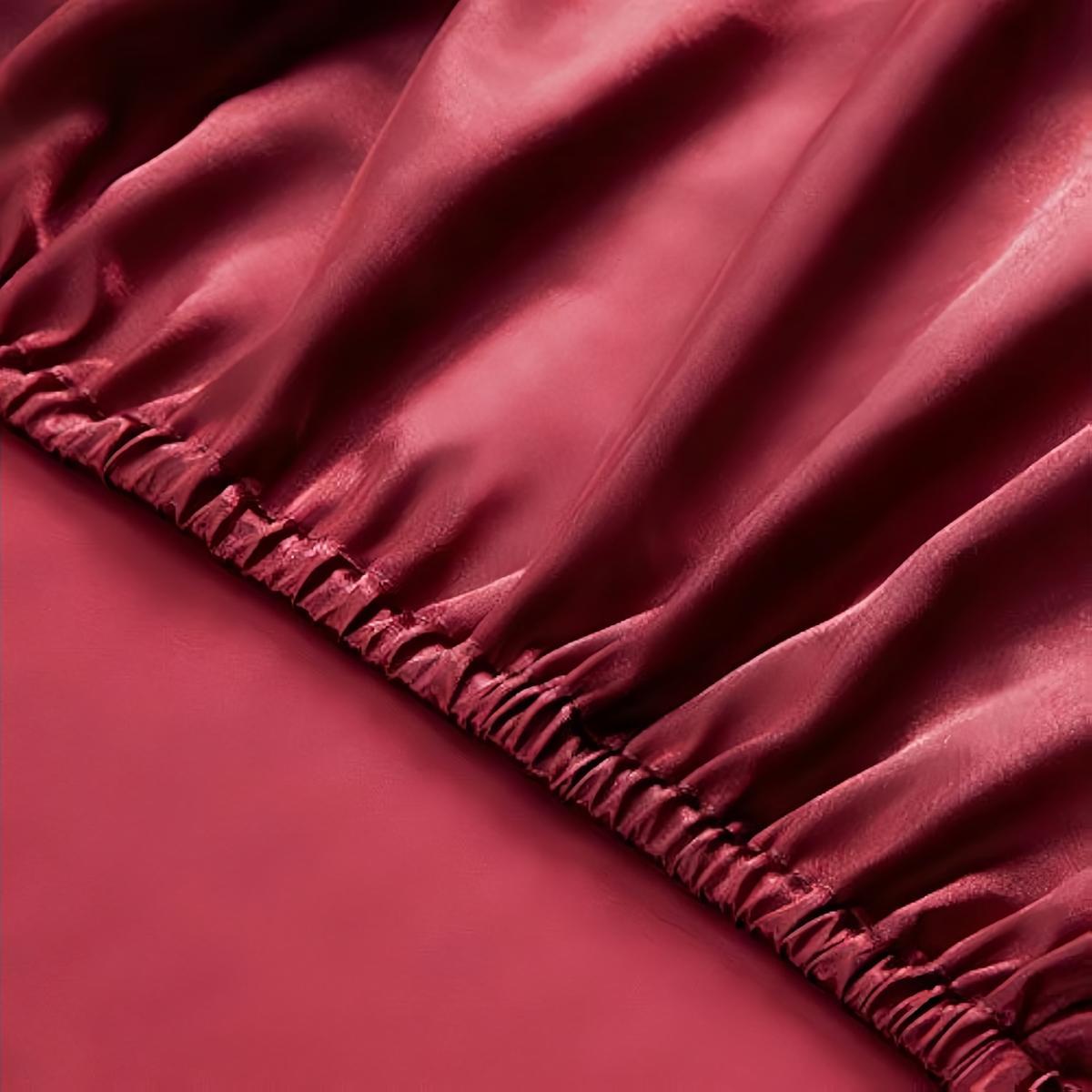 Solid Color Satin Bedding Set, 3/4 Counts Includes 1 Flat Sheet, 1 Fitted Sheet, and 1/2 Pillowcase without Filler, Soft Mattress Protector, Room Accessories, Satin Bed Sheets