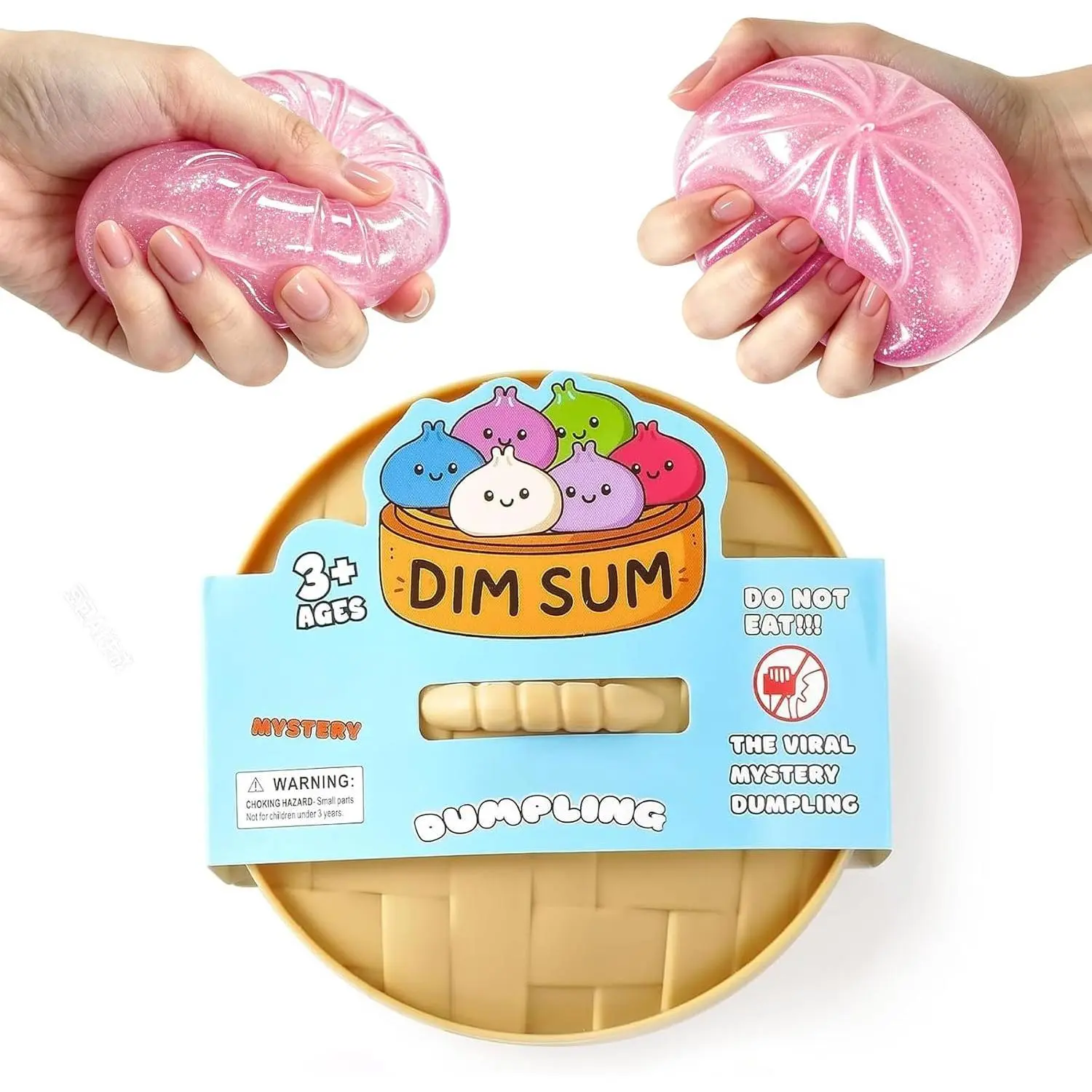 1Pc Glitter Dumpling Squishy,3.34Inch Maltose Slow Rising Dumplings Squishy with Box,Cute Squishies Toy Anxiety Relief Sensory Fidget Toy Ball Party Favors Office Desk(Pink)