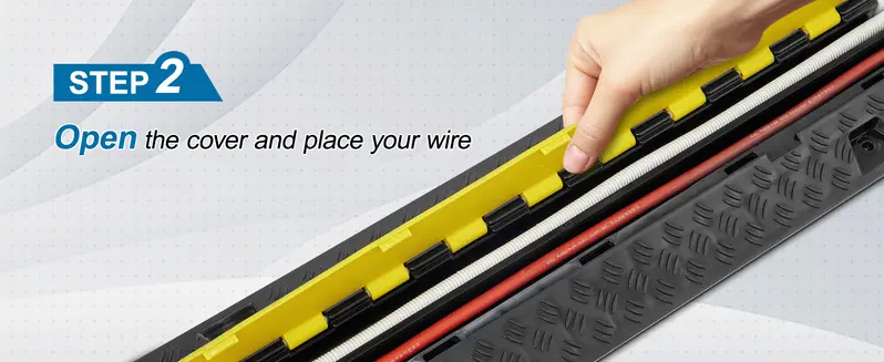 thumbnail image 2 of 2-Channel Heavy Duty Cable Protector Ramp – TPU/TPR – 22,000 Lb Load Capacity – Black/Yellow – Includes 1 PC 2 of 6