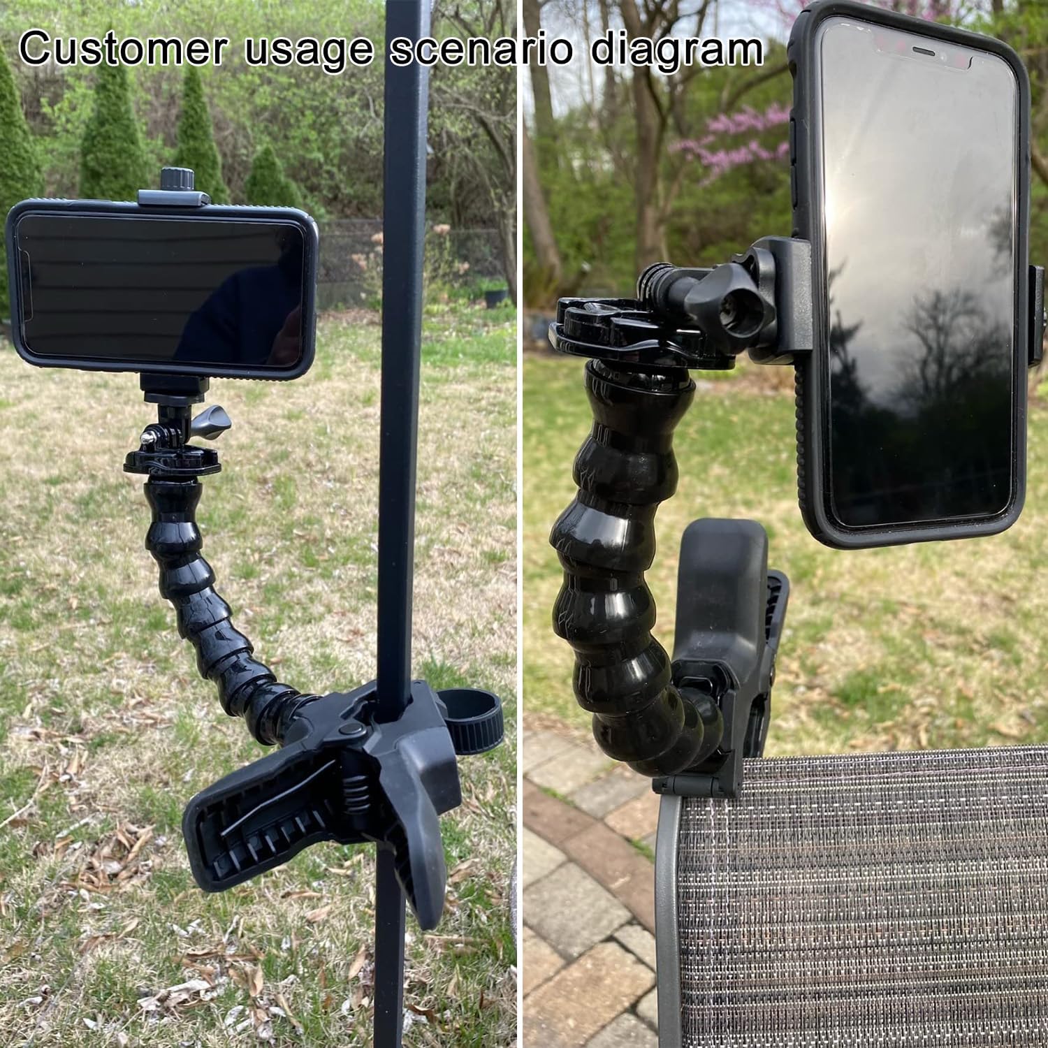Flexible Shark Clamp Heavy-Duty Mount for Smartphones & Action Cameras, Versatile Gooseneck Grip Stand with Adjustable Base
