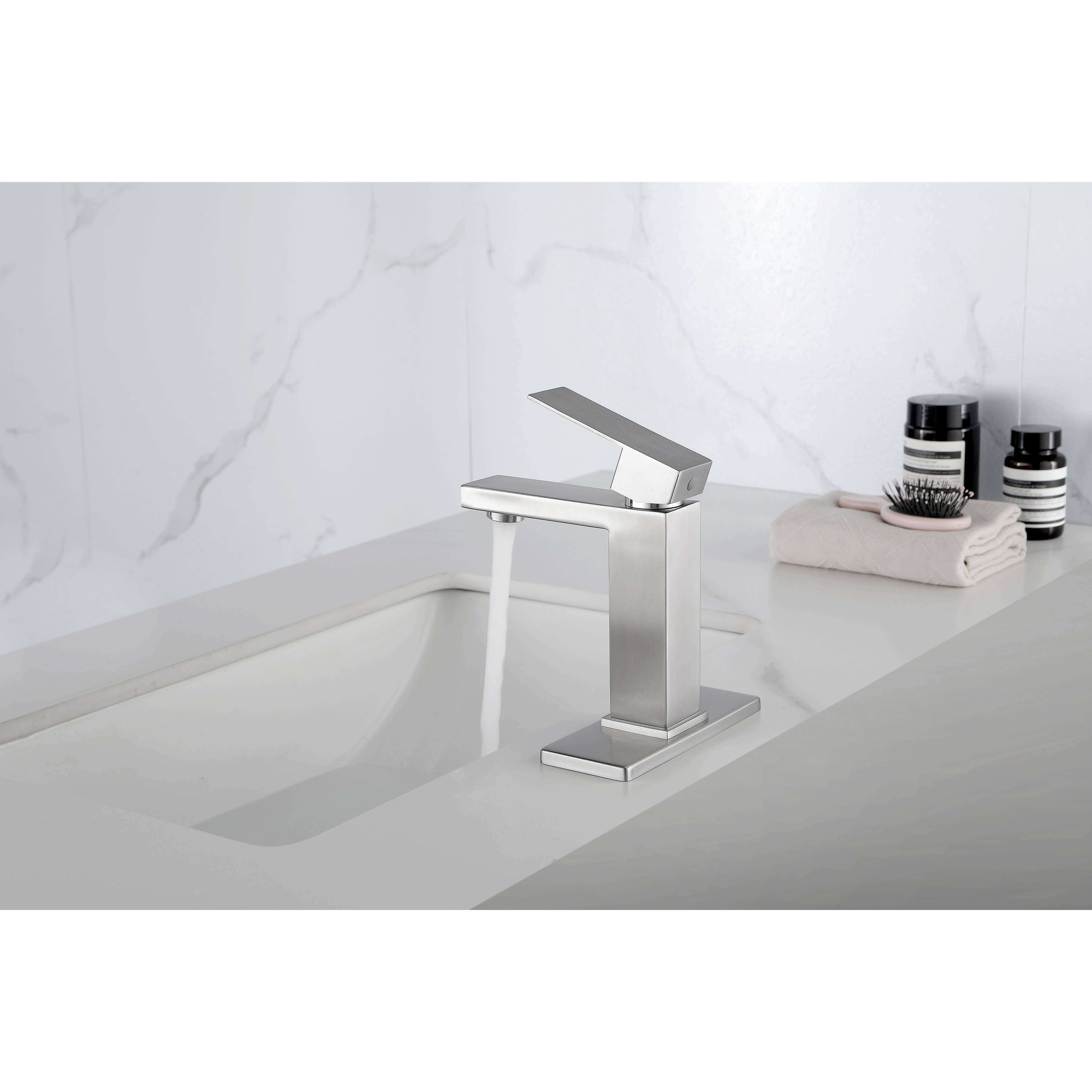 ARCH Waterfall Spout Bathroom Faucet Single Handle Vanity Sink Faucet White Modern Lavatory Basin Tap Deck Mount Mixer Tap for Bathroom Vanity Sink Washbasin Faucet with Waterfall Flow, Bathroom Furniture for Vanity Area, Storage, Remodel