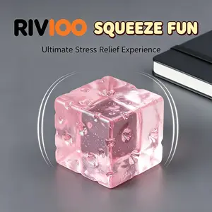 RIVIOOThree Colors Giant Clear Ice Cube Squishy Fidget Toy Slow Rising Stress Relief Squeeze Toy