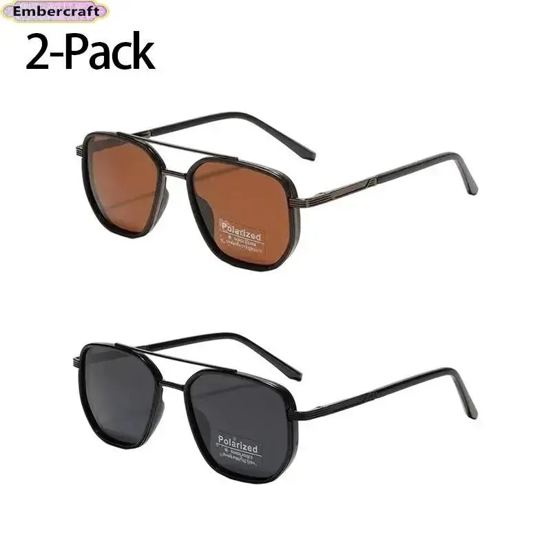 Polarized Geometric Double-Beam Sunglasses for Students - UV400 UV Protection Lens, Sturdy and Durable Lightweight Frame, Glare Control, Retro Chic Unisex Casual Shades, All-Day Comfort Fit, Anti UV Glasses