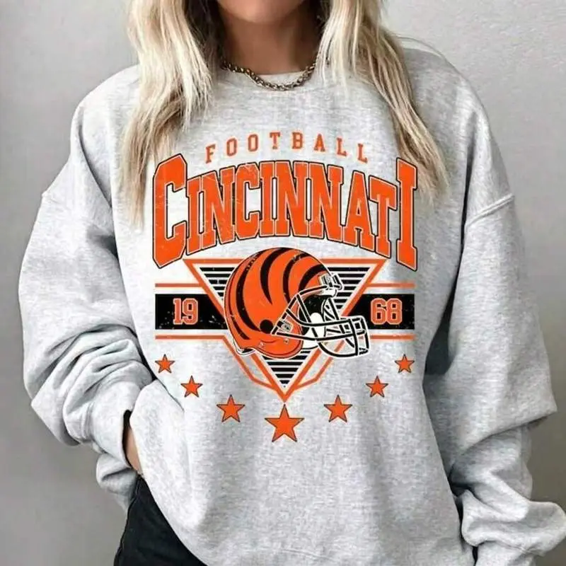 Cincinnati Football Vintage Sweatshirt Crewneck Sweatshirt TShirt,Game Day Pullover, Cincinnati Football Game Day Apparel,Bengal Fan Sweatshirts FVH21
