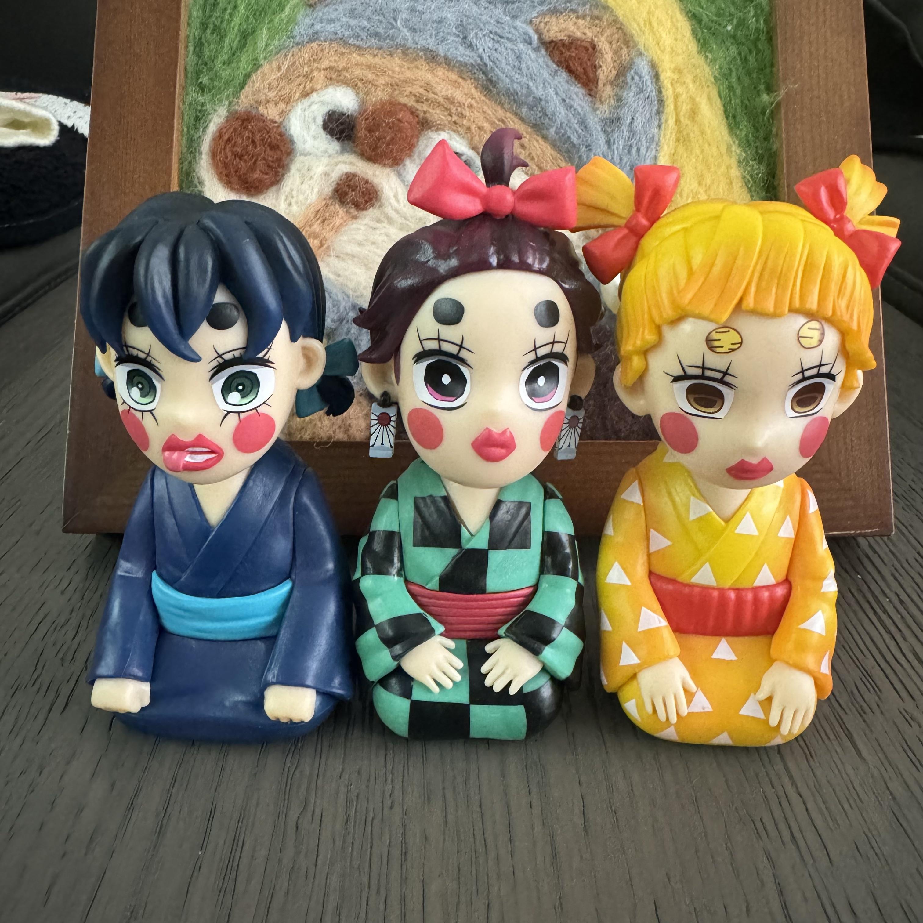 Demon Slayer Action Figure Kamado Tanjirou Agatsuma Zenitsu Hashibira Inosuke Creative Figure Model Decoration Ornaments Toys