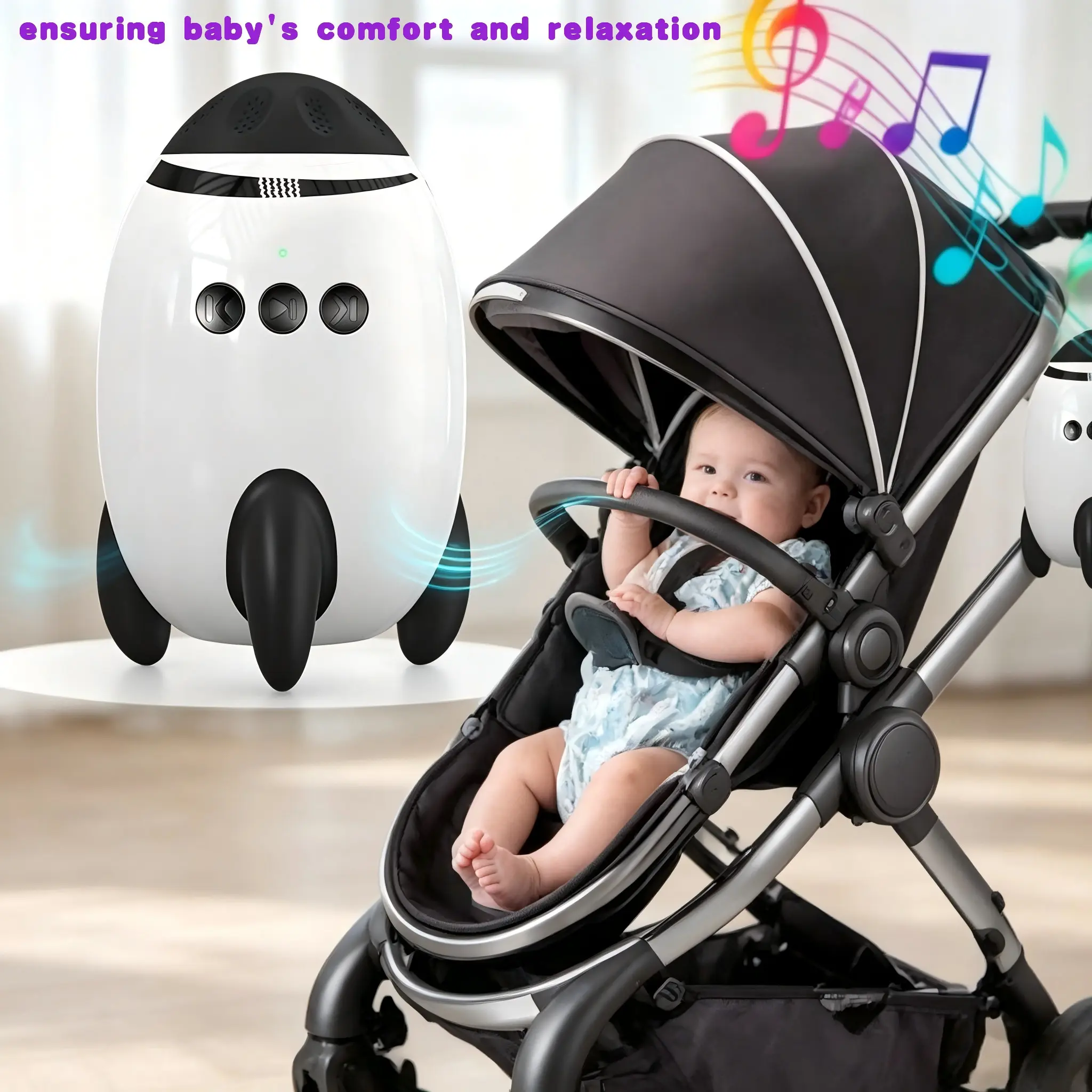 Portable Baby Shaker for Strollers, Infant Rocker, 11 Noise Sounds, Adjustable Swing Speed, Calming Sleep Aid, Ideal Gift for Newborns