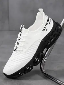 Men's Breathable Mesh Trendy Running Shoes, Supportive Sole Outdoor Sports Sneakers, Comfortable and Durable Athletic Footwear