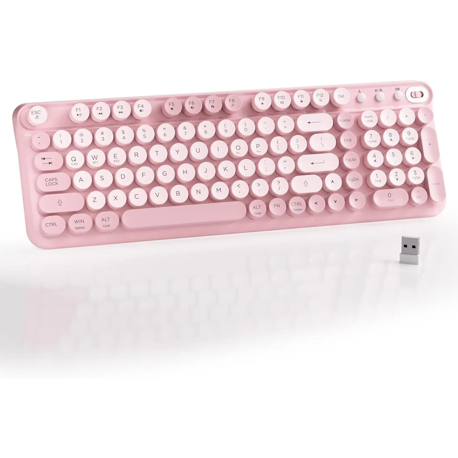 Retro Round 99-Key Full-Size Membrane Keyboard | Click Typing Feel, Multi-Device Compatibility, Colorful Design, Powered, Ideal for Office Use