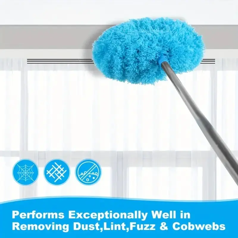 Ceiling Fan Cleaning Brush with Extension Pole, Detachable and Washable Microfiber, High Ceiling Dust Remover, Home Car Furniture Cleaner, Bendable Duster