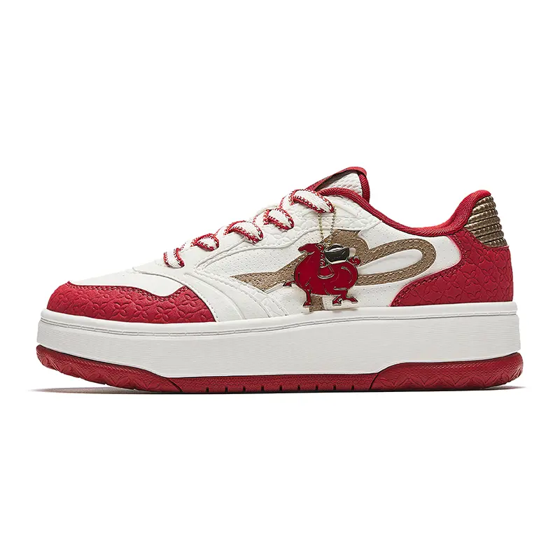 Anta Qingfeng Lunar New Year Sneakers for Women – Ivory White, Horse-Red, Metallic Accents, Slip-Resistant, Cushioned, Lightweight Verifiable, with credentials and supporting global authentication