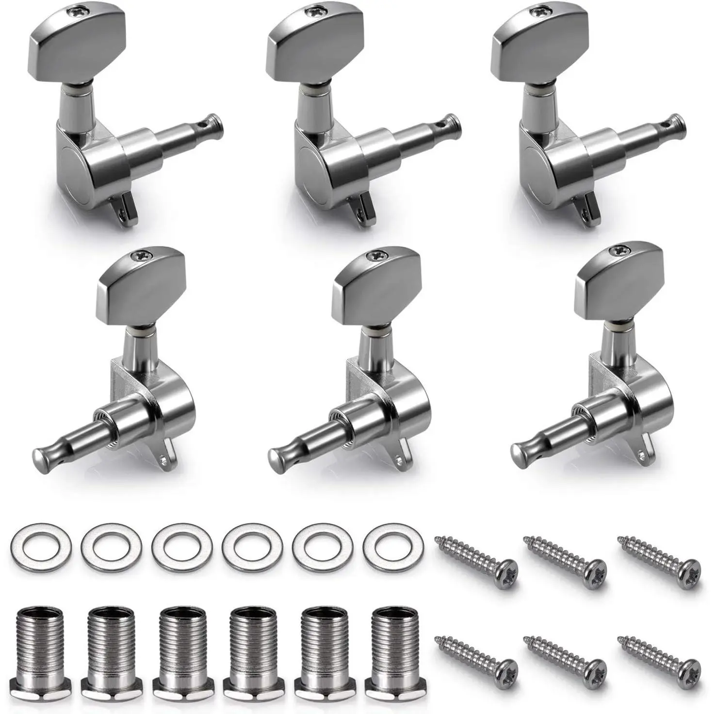 6 count Guitar Machine Heads Knobs Guitar String Tuning Pegs Machine  Tuners for Electric or Acoustic Guitar (3 Left + 3 Right)