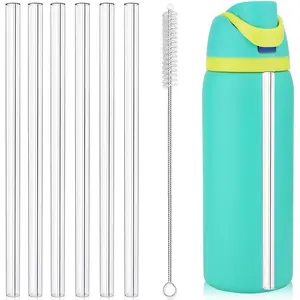 6PCS Replacement Straws for Owala Water Bottle 24 oz 32 oz,Reusable Tritan Straw with Cleaning Brush