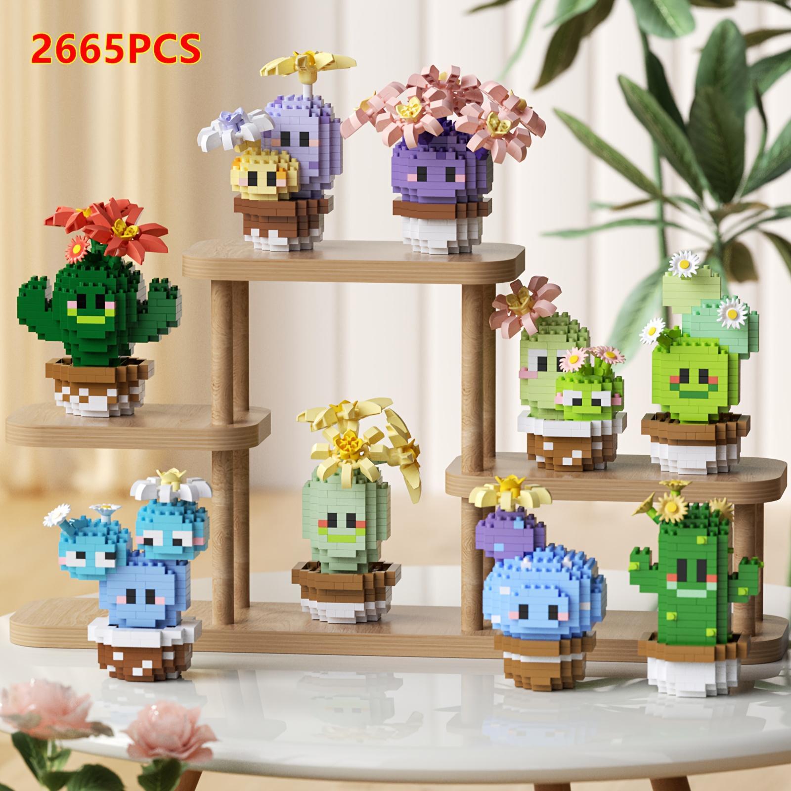 Cactus Design Building Blocks Toy, 1 Box Creative Desktop Ornament, Educational Assembly Toy for Teenager & Adults, Birthday Gift