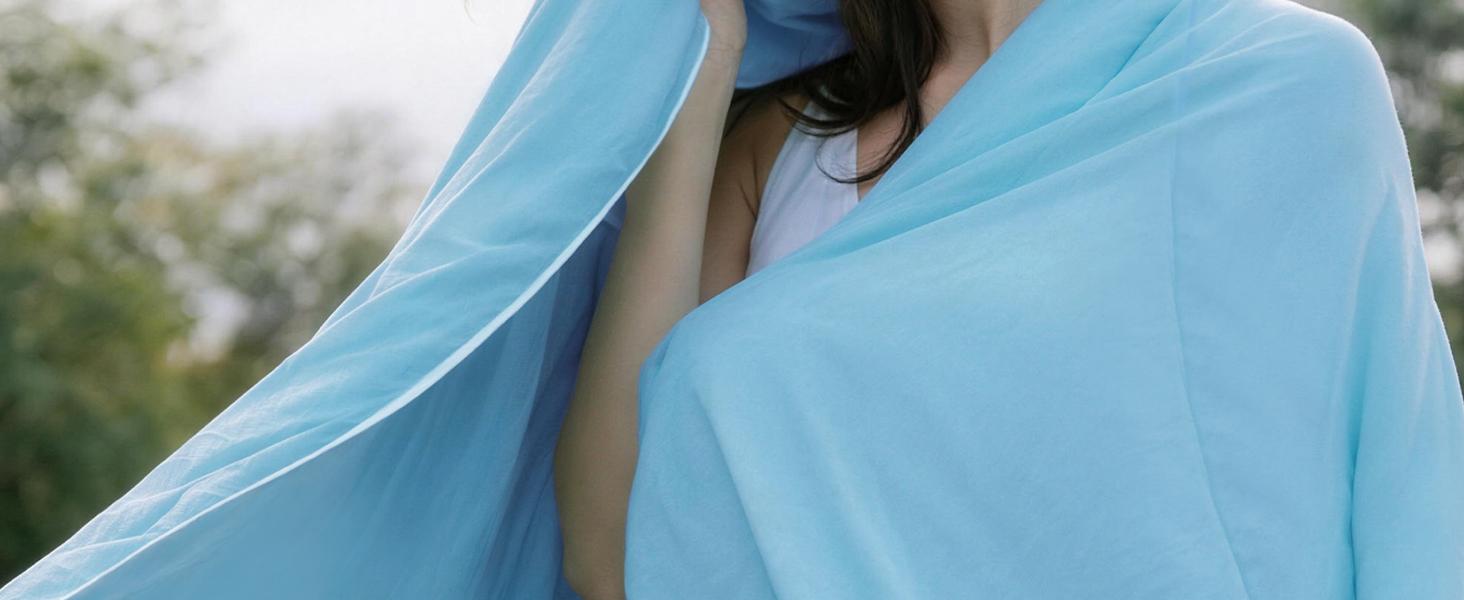 Cooling Comforter Queen/Full Size, Q-max>0.45 Arc-Chill Cooling Blanket for Hot Sleepers, Lightweight Cool for Night Sweats, Breathable Summer Cool Comforter,Blue(90"x90")