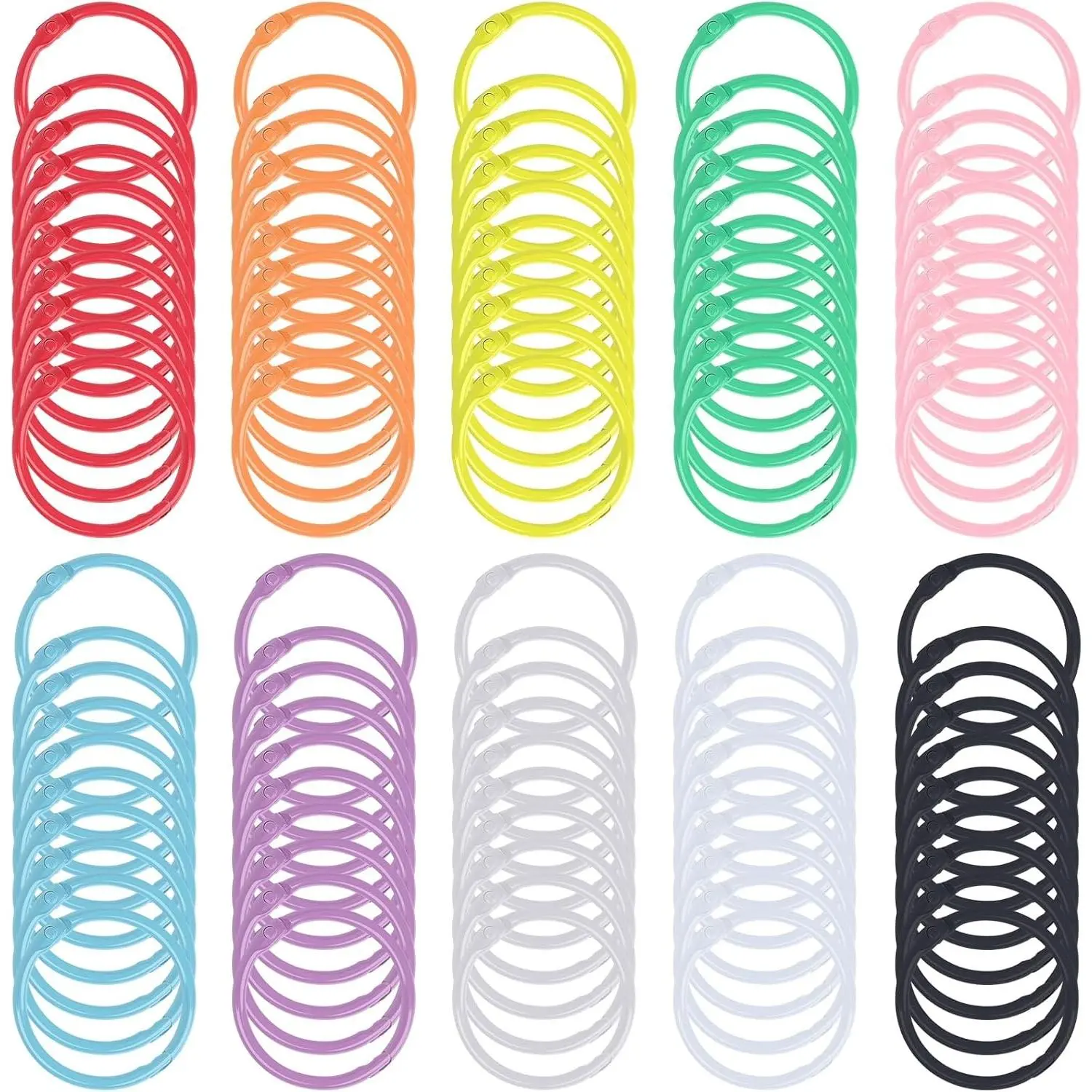 100PCS Metal Binder Rings, 1.2 Inch Loose Leaf Binder Ring for Index Cards, Keychains, Book Rings, Open Ring for Office, School, Home, Craft Projects, 10 ColorsGift