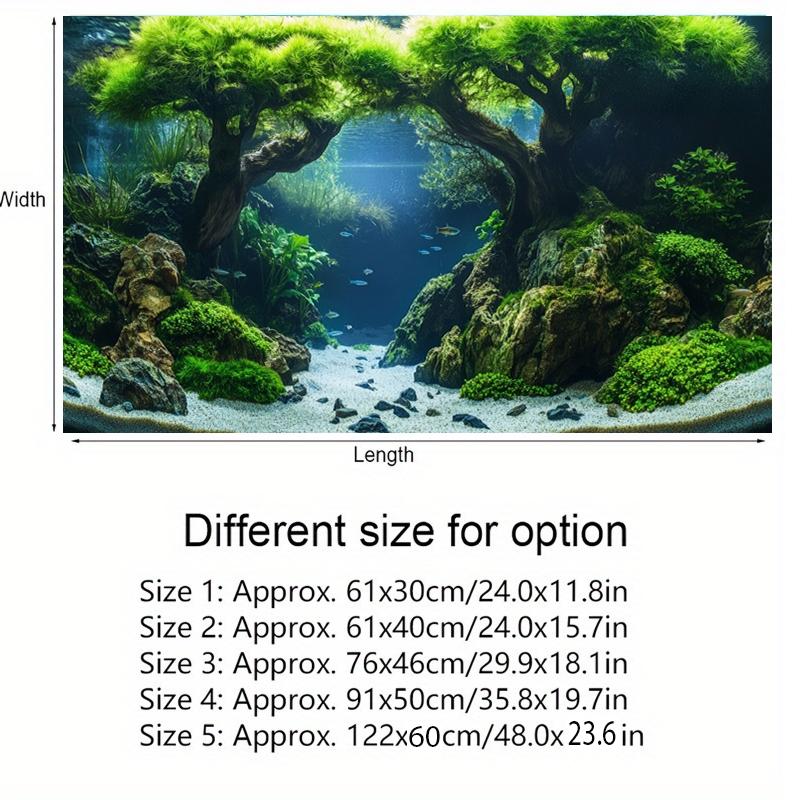 Fish tank, high-definition printing, three-dimensional design, simulation of natural waters, coral reef underwater world, deep sea blue, river ecological theme background painting, Aquarium Decor, PVC material directly attached