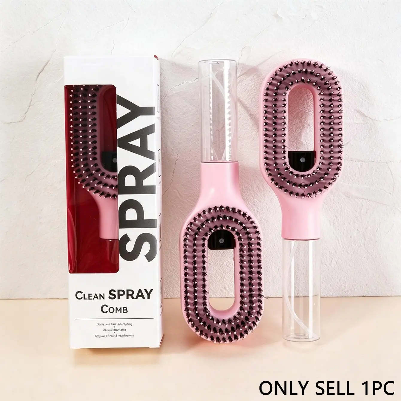 2-in-1 Hair Brush with Water Spray Mister, Fine Mist Spray Brush for Hair Detangling Wet & Dry, Liquid Spraying Hairbrush for Curly Thick Hair, Portable Aqua Brush, Detangler Hairbrush