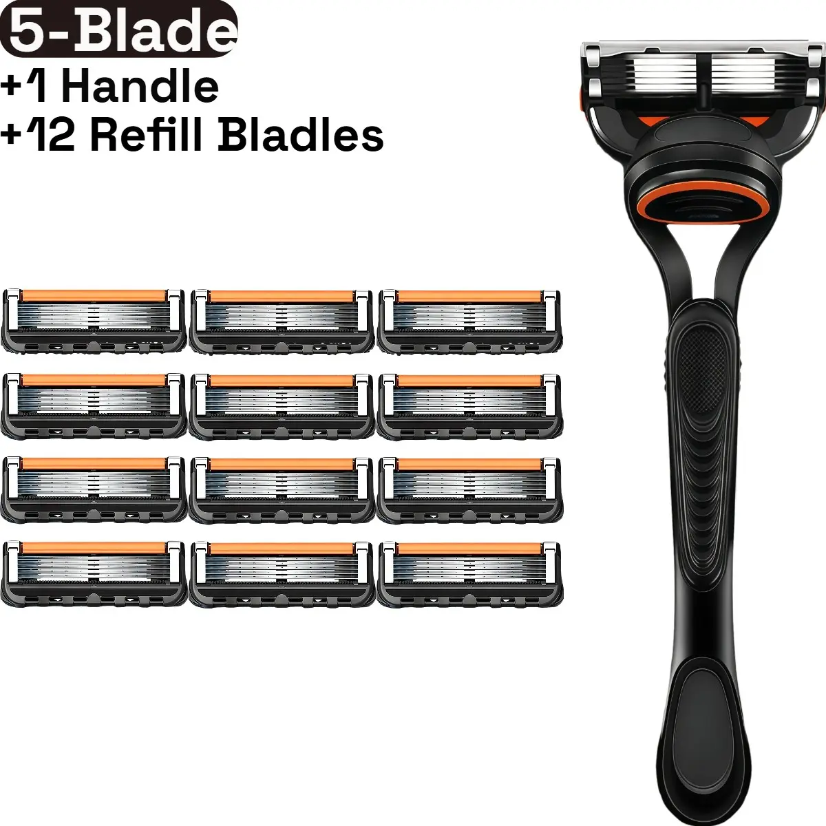 Men's shaving kit, razor set, 1 handle and refill blades, safety razor, 5 blade razor for men, men grooming razor, smooth shave razor no irritation.