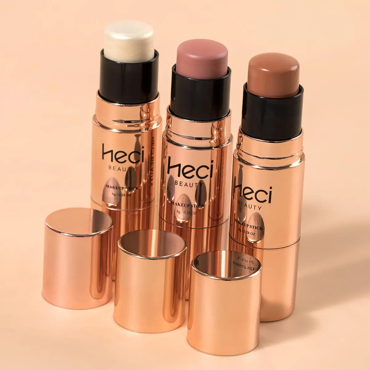 Long Lasting Matte Facial Makeup Set, 3pcs/set Professional Dewy Finish Makeup Stick Including Bronzer Contour Stick, Highlighter Stick, Blush Stick, Comesitc Set for Women & Girls, Face Contour, Bronzing Stick