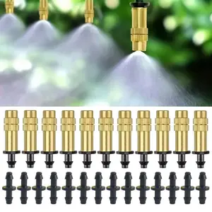 50PCS, Adjustable Brass Atomizing Nozzle Drip Sprayer 4/7mm Atomizing Micro Sprinkler, Suitable for Gardening Lawns, VegetableGreenhouses, Garden Cooling Irrigation Accessories
