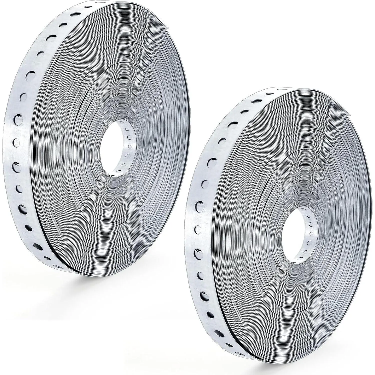 2 Pack Galvanized Metal Pipe Strap, 3/4 Inch x 100 Feet 24 Gauge Metal Strapping with Holes, Bendable Plumbers Pipe Hanger Straps for Pipe Supports Hanging