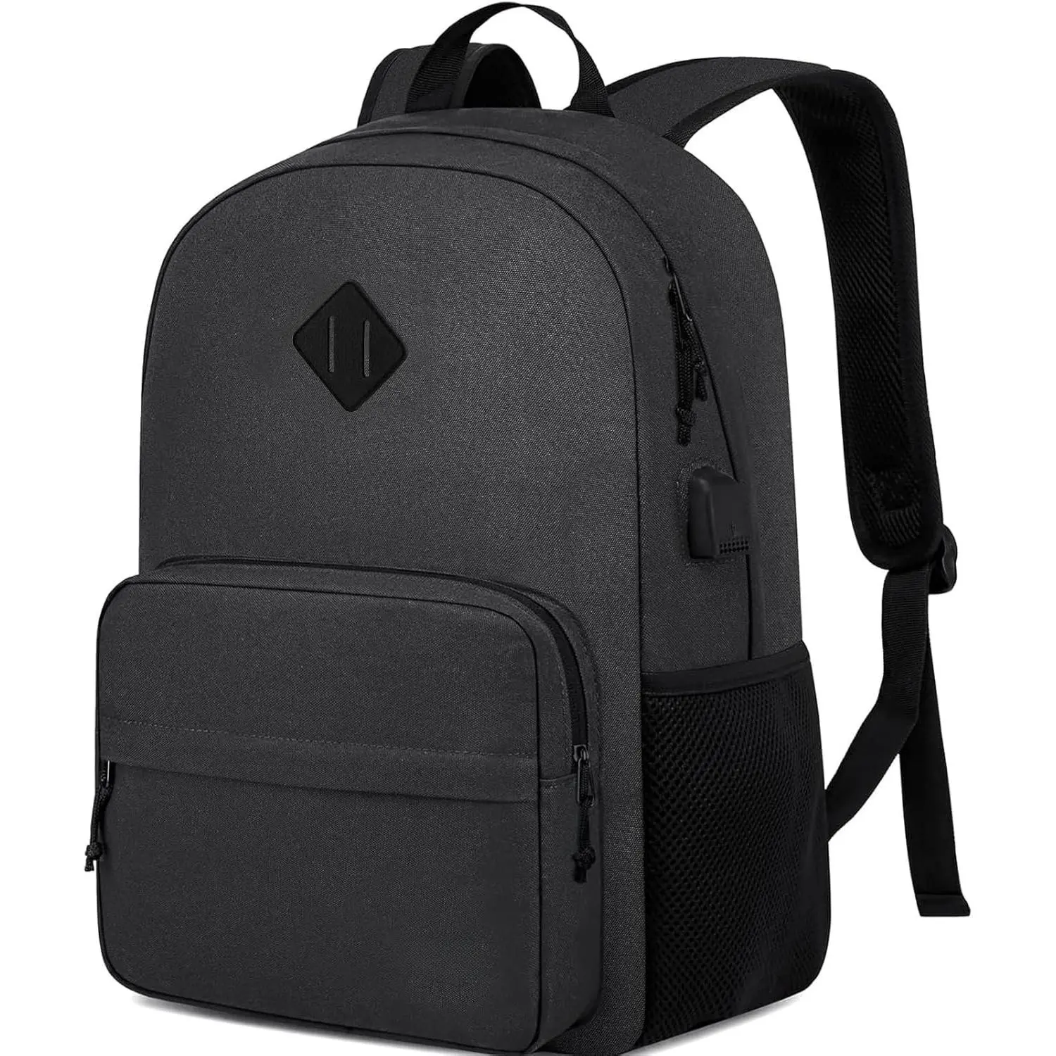 Black Backpack for School Teens Boys Girls, Lightweight Casual Backpacks for Men and Women, Classic  Water Resistant Casual Daypack, 15.6 Inch Laptop Bookbag for College High School Work Travel