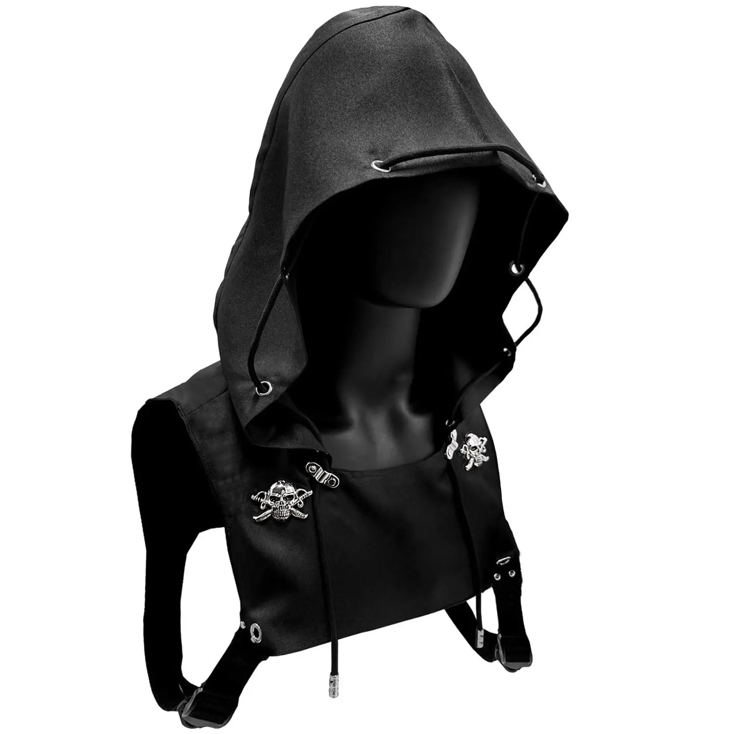 Steampunk Skull Rogue Cowl Hood Scarf, Men/Women Winter Neck Warmer Costume Hooded Cape Hat for Halloween Cosplay Party and Daily Wear Gift