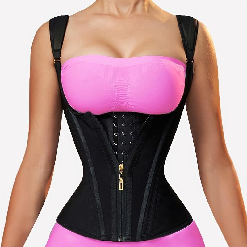 Waist Trainer Corset for Women | Adjustable shoulder straps and steel frame support | Double Compression Shaper with Zipper Closure | Fashionable black, smooth latex fabric | Vest for Control of Abdomen, Can Enhance Posture and Wai Waist Trainer Corset for Women | Adjustable shoulder straps and steel frame support | Double Compression Shaper with Zipper Closure | Fashionable black, smooth latex fabric | Vest for Control of Abdomen, Can Enhance Posture and Wai