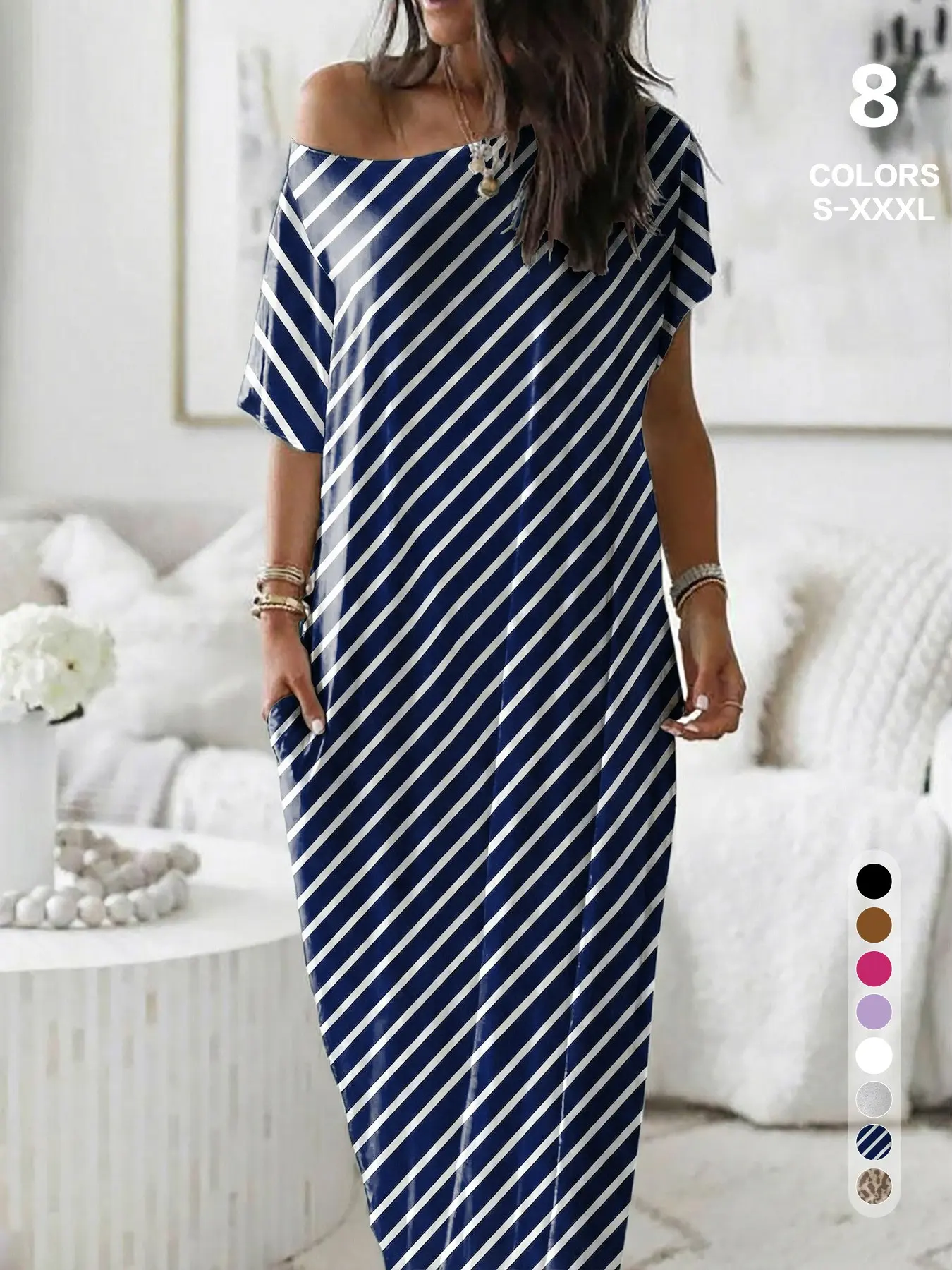 Women's Solid Batwing Sleeve Nightgown, Casual Chic Comfort Loose Short Sleeve Sleepwear Loungewear, All-Season Ladies Pajamas, Daily Wear Home Dress
