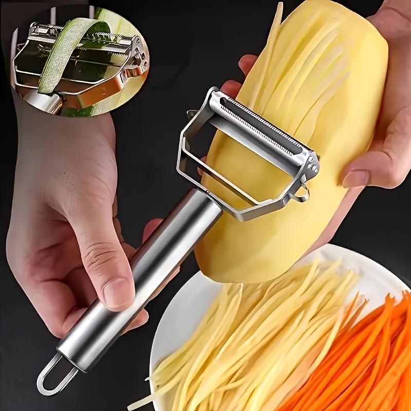[Multi-Functional] Stainless Steel Multi-Functional Fruit & Vegetable Peeler | 1pc | Stainless Steel | Manual Slicer, Grater, And Shredder | Kitchen Tool for Home, RV Cooking, And Dorm Rooms | Dorm Cooking Essentials | Compact Slicer