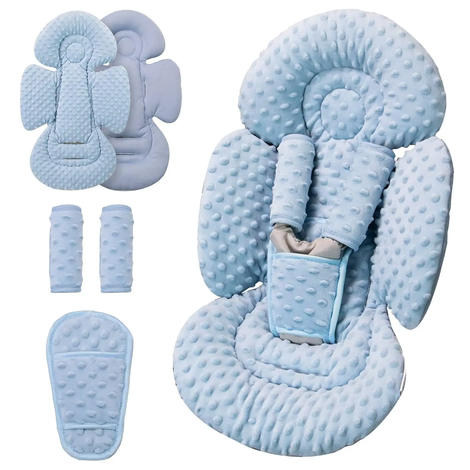 Infant Insert for Mamaroo Swing & Graco Swing and Infant Car Seat, Newborn Baby Head & Body Support Cushion, Reversible Breathable Soft Fabric Baby Insert for Swing, Stroller & Car Seat (Dark Blue Dots)