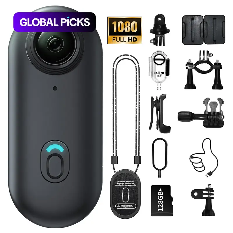 1080P Full HD Action Camera, Mini, Compact, Portable Wearable Cam, Wireless, Magnetic, Clip, 128GB Memory Card Storage, Hands-Free Recording, Ideal for Cycling, Skiing, Outdoor Sports, Wearable Cameras #GLOBAL PICKS