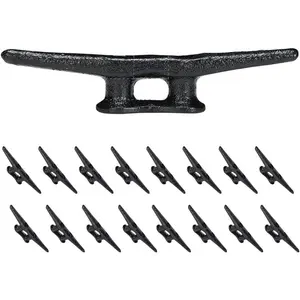 6" Dock Cleat Weatherproof Electrophoretic Coated Cast Iron 6 Inch Black Boat Cleat Tie Downs for Marine Pier or Decorative Nautical Maritime Décor, Available in 4, 8 or 16 Pack