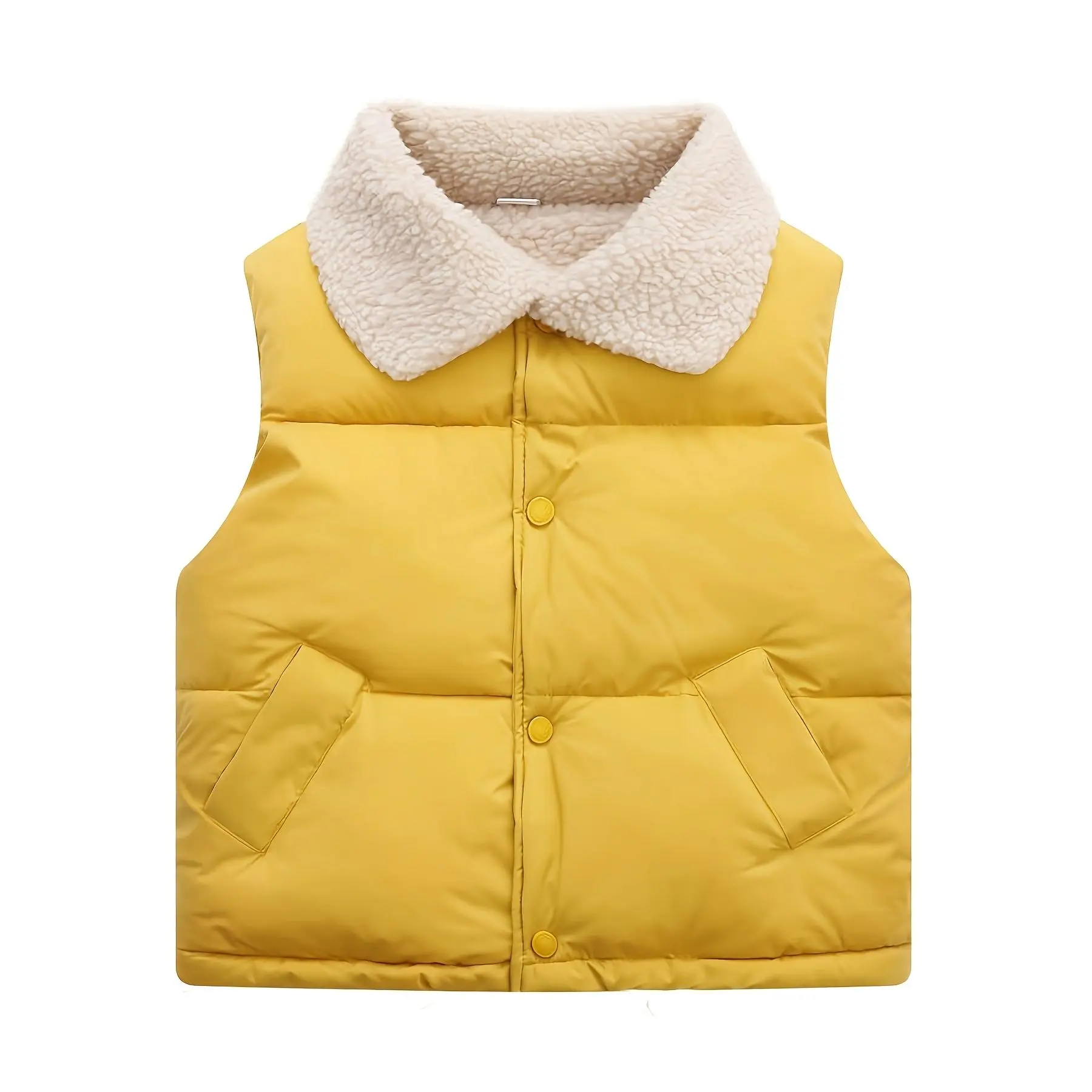 Autumn Winter New Style Single-Row Button Warm Vest Back-Padding Big Child Fitted Camisole Vest Children Girls Outerwear Padded Vest