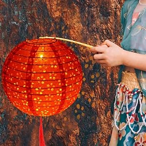 BASIC SUPPLY 5PCS Paper Lanterns Colorful Vibrant Decoration 6inches with LED Lights, Hollow Out Hanging Lanterns with Tassels Walking Sticks for Dinner Birthday Party Decor (Round) BASIC SUPPLY 5PCS Paper Lanterns Colorful Vibrant Decoration 6inches with LED Lights, Hollow Out Hanging Lanterns with Tassels Walking Sticks for Dinner Birthday Party Decor (Round)
