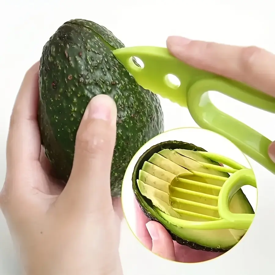 1pc 3-in-1 Avocado Cutter Tool - Multifunctional Kitchen Gadget for Pitting, Slicing & Scooping. Durable Avocado Peeler for Home Cooking, Camping & Outdoor Dining. Great Birthday, Housewarming or Holiday Gift for Food Lovers & Cooks.