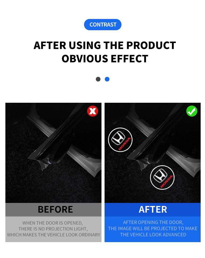 2Pcs HD Led Car Door Welcome Light Laser Projector Courtesy Lamp for Honda Civic 10th 11th Gen Hrv Jazz City Fit Accord 7 Crv