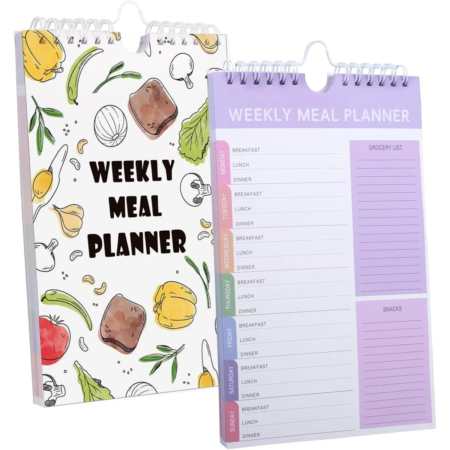 Diet  2 count Weekly Meal Planner 60 Week  Planner & Grocery list Menu  Planners Wall-Mountable Menu Notepad(2pcs weekly meal style 4)