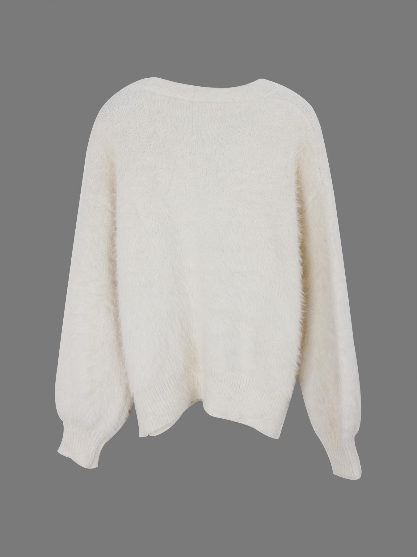 Women's Solid Button Front Cardigan, Casual Drop Shoulder Long Sleeve V Neck Cardigan for Fall & Winter, Fashion Women's Knit Clothing for Daily Wear, Womenswear