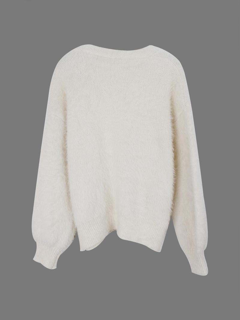 Women's Solid Button Front Cardigan, Casual Drop Shoulder Long Sleeve V Neck Cardigan for Fall & Winter, Fashion Women's Knit Clothing for Daily Wear, Womenswear