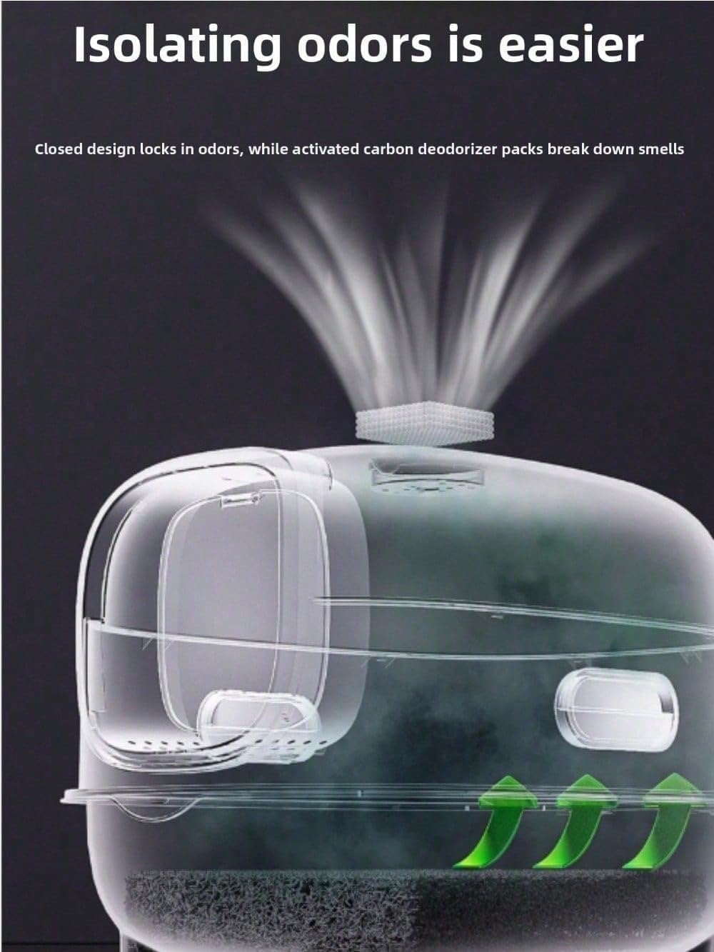 Large Foldable Cat Litter Box with Lid and Scoop, Front Entry Enclosed Design, Anti-Splash, Easy to Clean moon forest carbon filter adjustable long handle