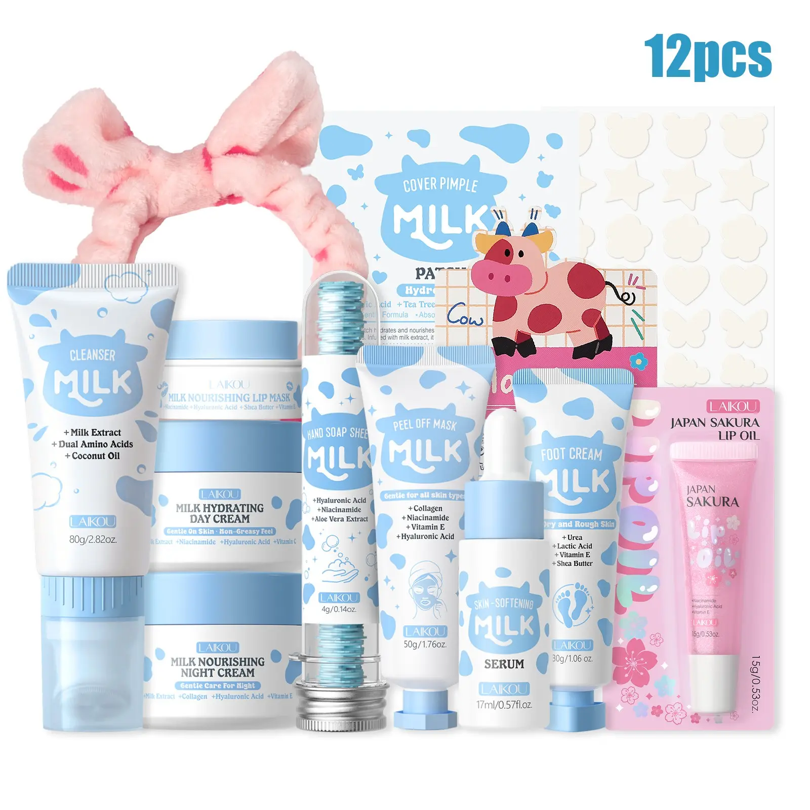 12 PCS Milk Skincare For Kids, Girls Skin Care For Kids Age 10-12, Hydrating Skincare For Girls , Milk Extract Face Skincare For Teen, Travel Skincare Set Daily Face Care - Deep Hydrating Smoothing, Face Care Kit, TSA-friendly Sizess, ,