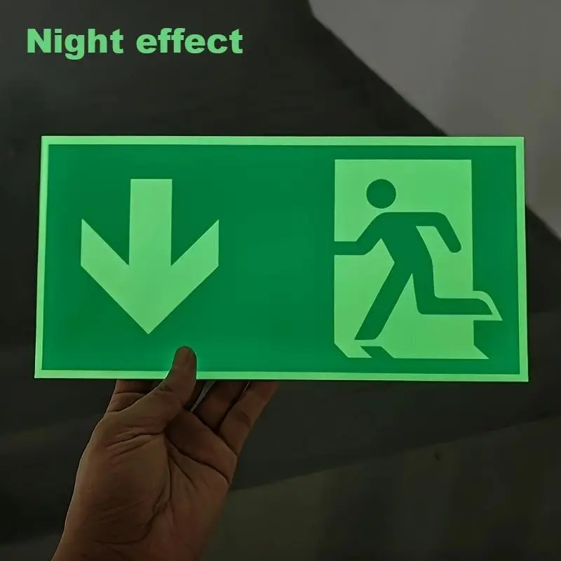 Night Glow Emergency Exit Sign, Durable Polyethylene Material, and, Suitable for Workshop, Office, Public Areas, Fire and Evacuation Indicator