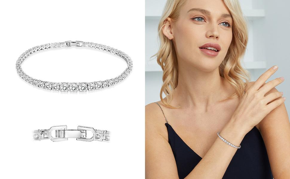 Gemsme 3-6MM Graduated Tennis Bracelet Round Cut Cubic Zirconia Classic For Women Jewelry Luxury BC-36285-g