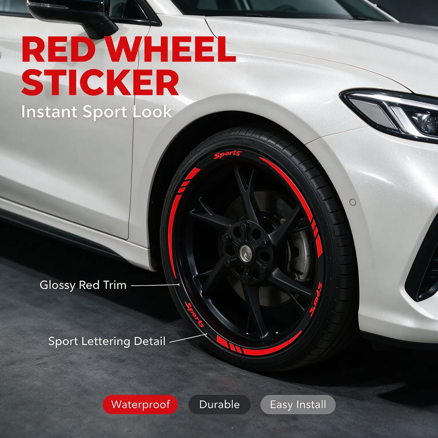 12pcs Car Wheel HUB Decals, Motorcycle Wheel HUB Stickers, Car Accessories Waterproof Easy Install Sport Logo Pulls, Cool Decorative Stickers