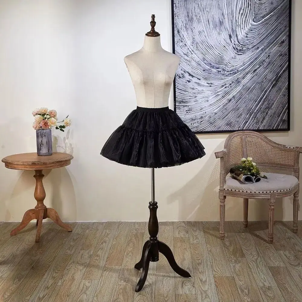 35CM Super Fluffy Boneless Tulle Petticoat Women Lolita Cosplay Elastic Underskirt Soft Yarn Tutu Puffy Skirt Support