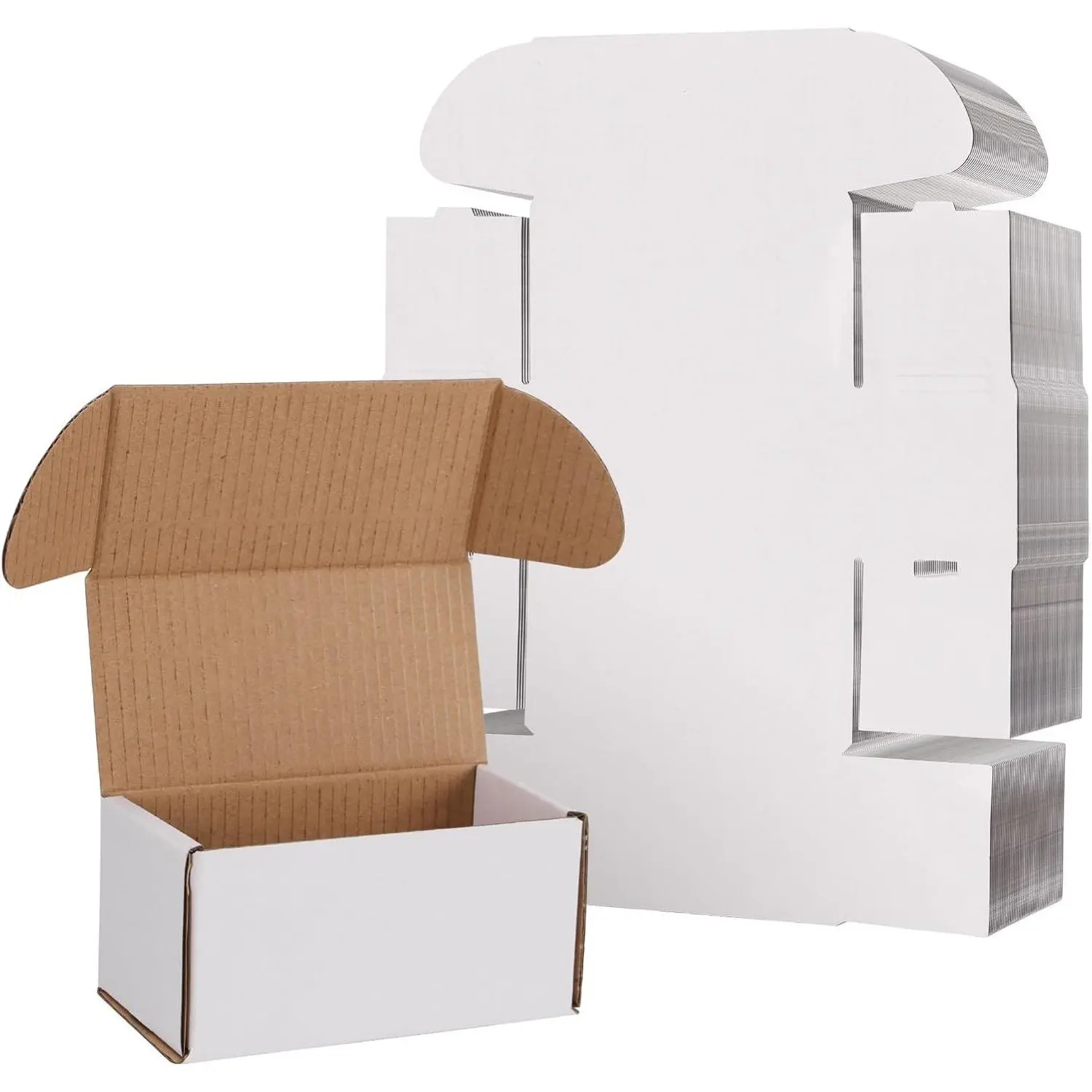 100 Pack 4.6x2.2x2.2 Inch Small White Corrugated Cardboard Shipping Boxes for Small Business Packing and MailingGift