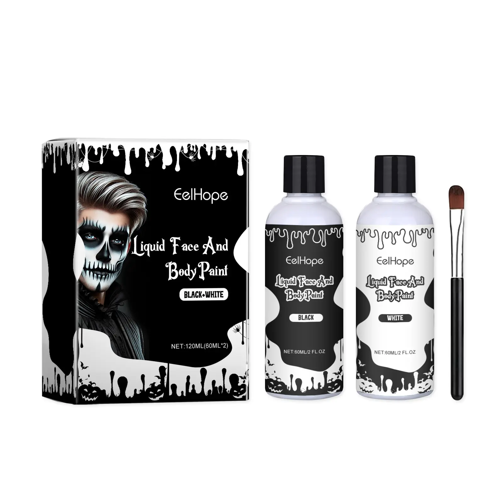 Halloween Quick-Drying Body Paint Palette - Highly Pigmented, Washable Colorful Makeup for Joker Clown SFX Face & Body Application