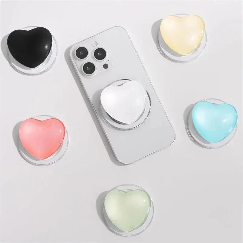 3D Love Heart Magnetic Phone Grip Holder - Korean Ins Style, Magsafe-Compatible, Anti-Slip Expanding Stand, Mobile Accessories for iPhone Magsafe, Pink Griptok Pop Socket, Cute